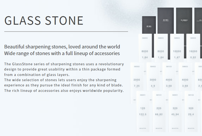 Shapton Glass Stone 500/2000/16000 Premium Sharpening Set with Field Holder 50408