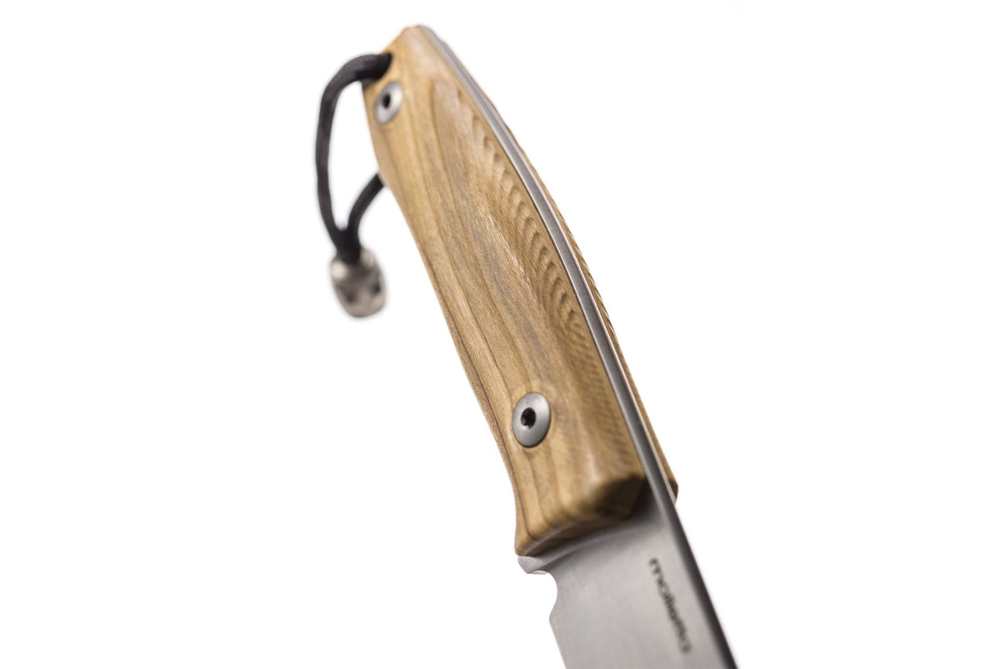 LionSteel M1 2.91" M390 Olive Wood Fixed Blade Knife with Leather Sheath and Titanium Bead