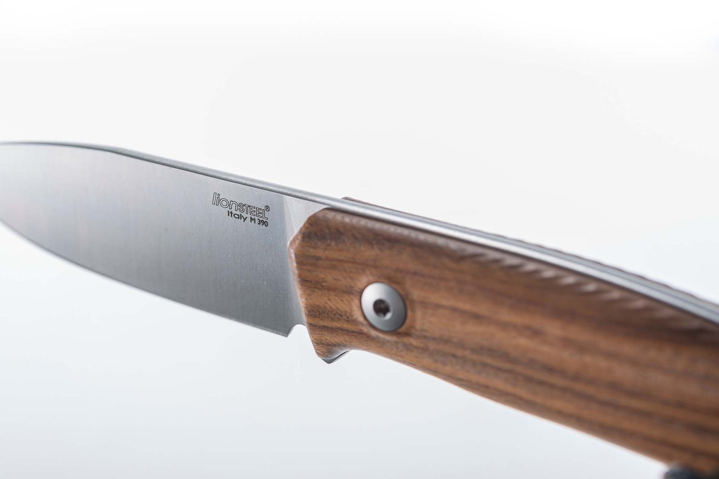 LionSteel M1 2.91" M390 Santos Wood Fixed Blade Knife with Leather Sheath and Titanium Bead