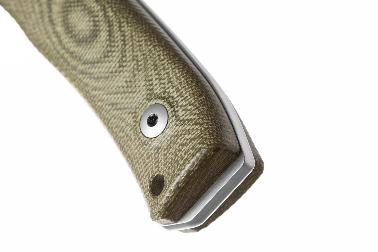 LionSteel M4 3.74" M390 Green Canvas Micarta Fixed Blade Knife with Leather Sheath