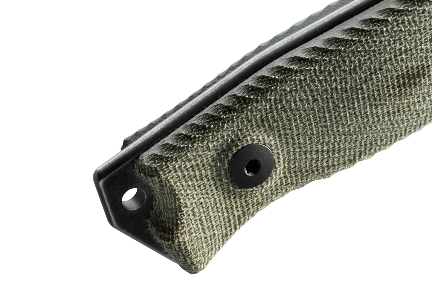LionSteel M5B CVG 4.53" Black Sleipner Green Canvas Micarta Fixed Blade Bushcraft Knife with Cordura Sheath