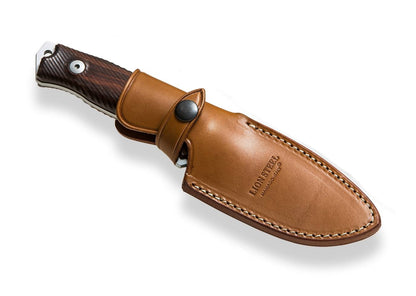 LionSteel M5 4.53" Sleipner Santos Wood Fixed Blade Bushcraft Knife with Leather Sheath