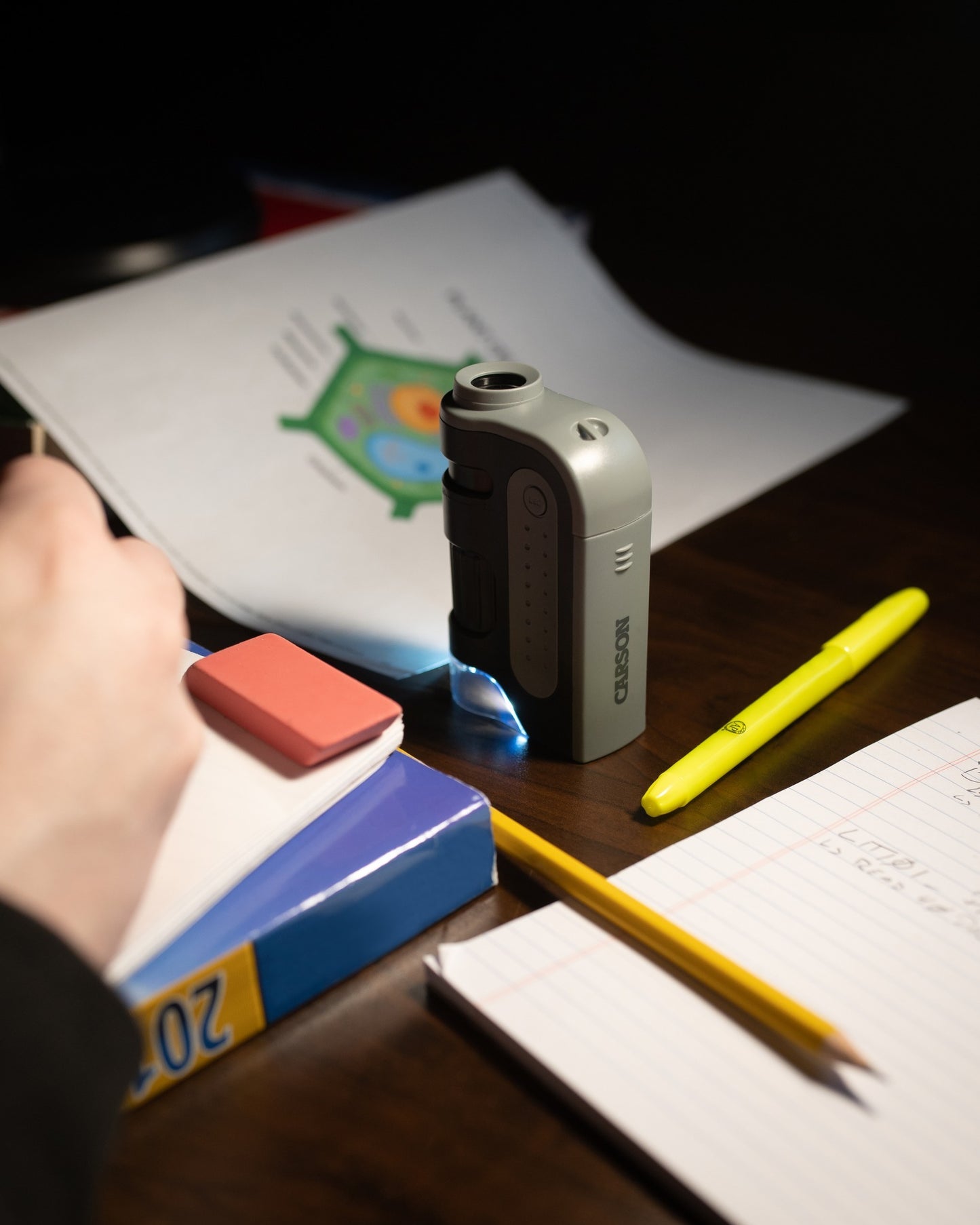 Carson MicroBrite Plus 60x-120x LED Lighted Zoom Pocket Microscope MM-300