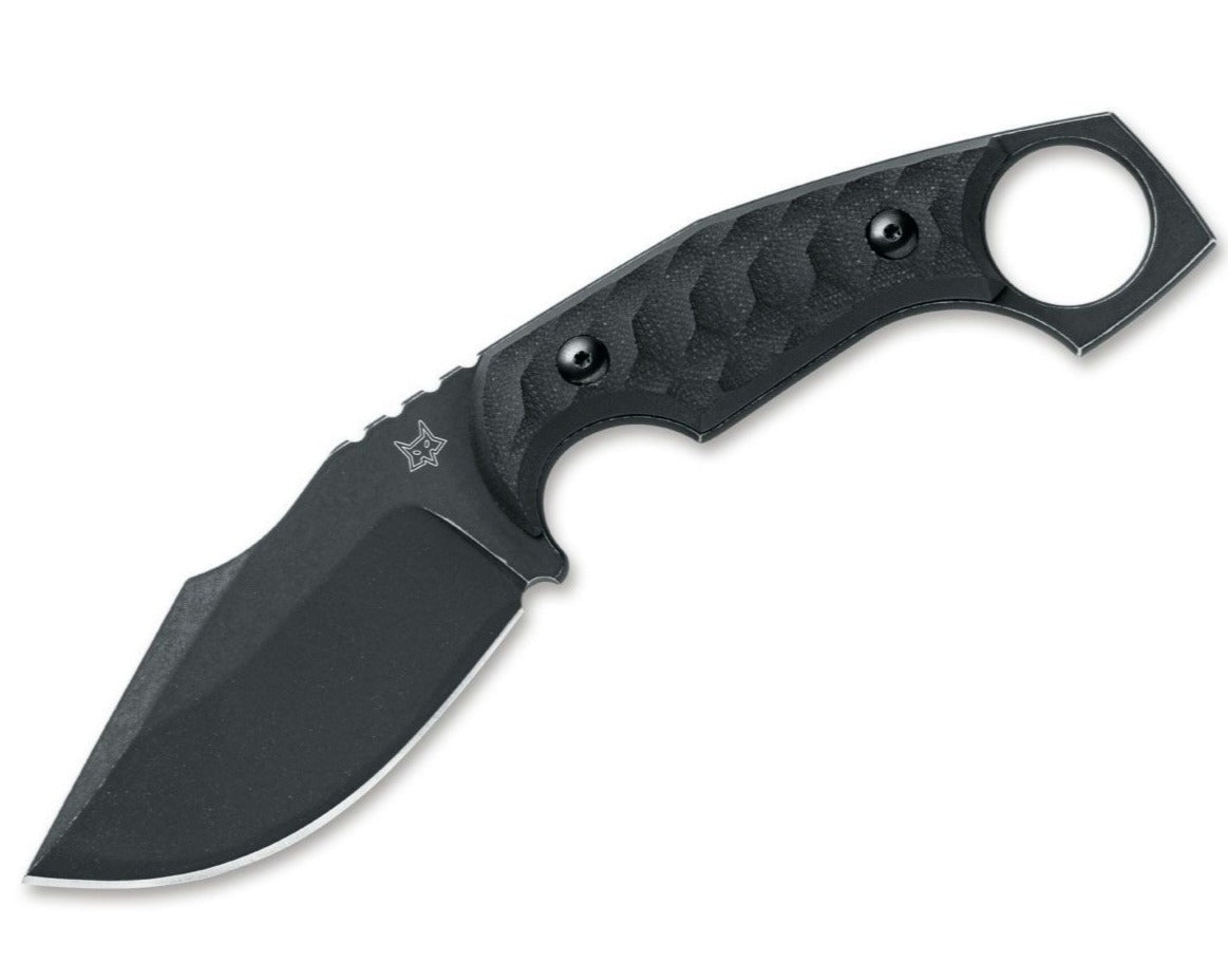 Fox Monkey Thumper 3.54" Niolox Black Stonewash Micarta Fixed Blade Knife FX-633