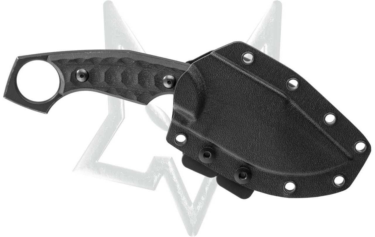 Fox Monkey Thumper 3.54" Niolox Black Stonewash Micarta Fixed Blade Knife FX-633