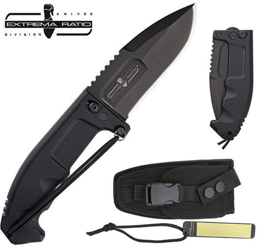 Extrema Ratio RAO II 4.7" N690 Folding Knife with Sheath and Sharpener