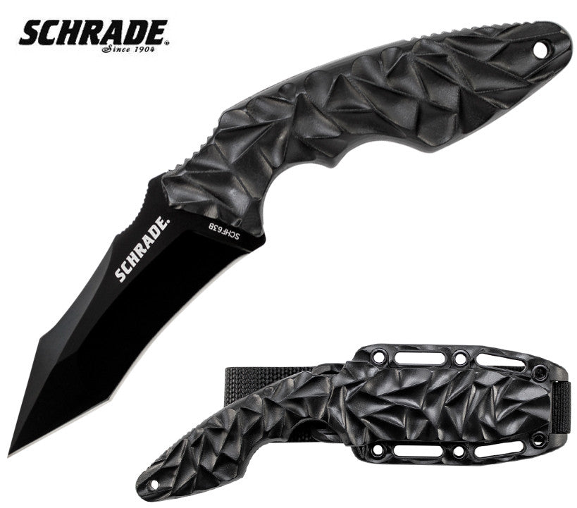 Schrade Tanto Recurve 3.48" AUS8 Fixed Blade Knife with MOLLE Sheath SCHF63B