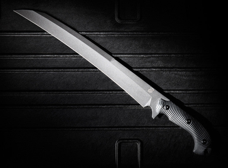 Bastinelli Creations Separateur 13" Black Cerakote Sandvik 12C27 Fixed Blade Knife with Leather Sheath