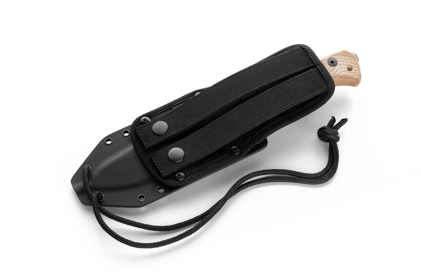 LionSteel T6B CVN 5.83" Black K490 Limited Natural Canvas Micarta Fixed Blade Knife with Kydex Sheath
