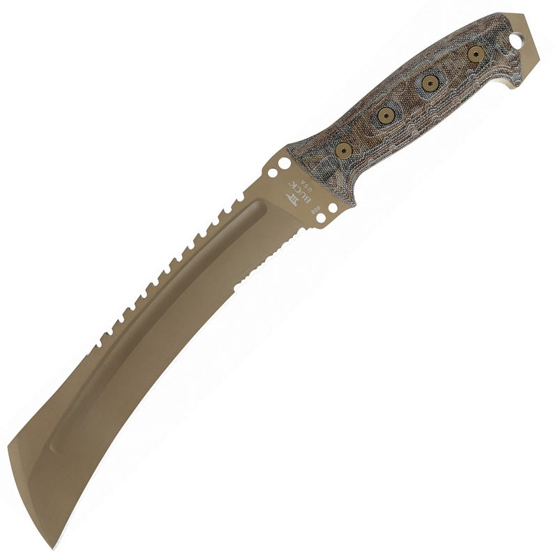 Buck Talon 10" 5160 Coyote Tan Cerakote Tricolor Micarta Fixed Blade Knife with MOLLE Sheath 0808BRX2-B