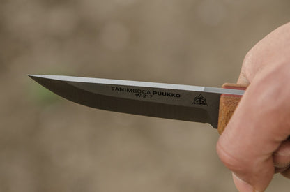TOPS Tanimboca Puukko 3.63" Micarta Fixed Blade Knife with Leather Sheath TPUK-01