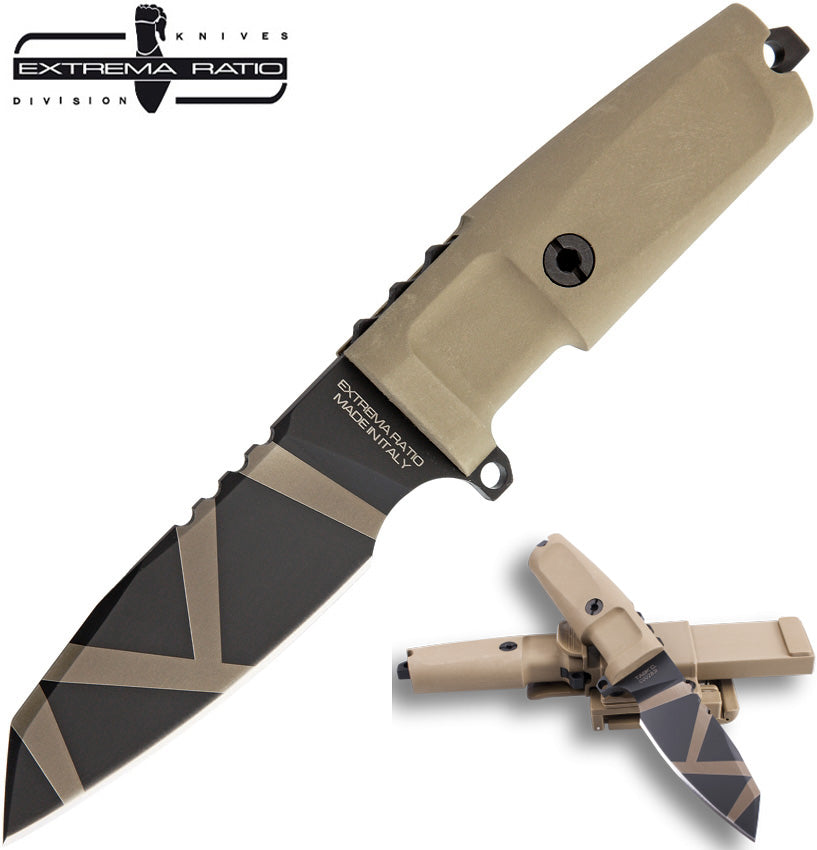 Extrema Ratio Task C Desert Warfare 4.3" N690 Fixed Blade Knife with Locking Sheath