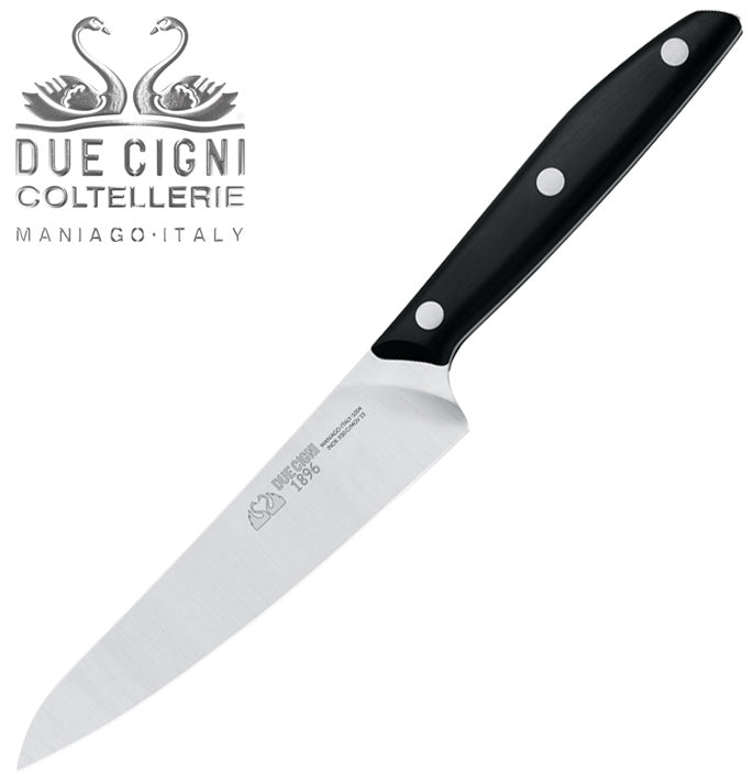 Due Cigni 1896 5.5" Kitchen Utility Knife with Black POM Handle - Made in Italy 1004