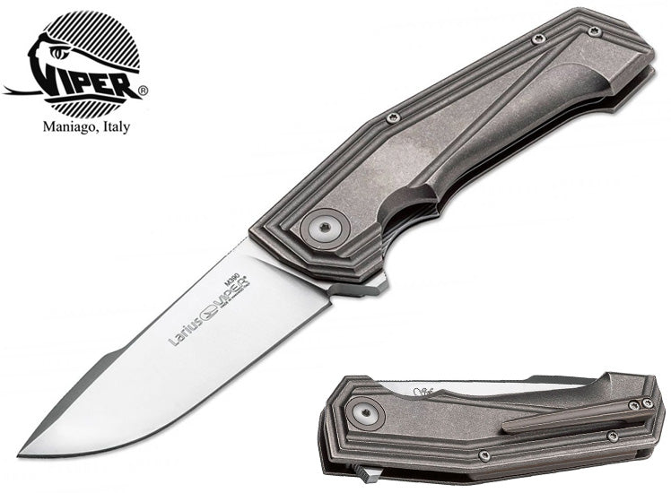 Viper Larius 3.3" Satin M390 Titanium Folding Knife - Fabrizio Silvestrelli Design - V5958TI