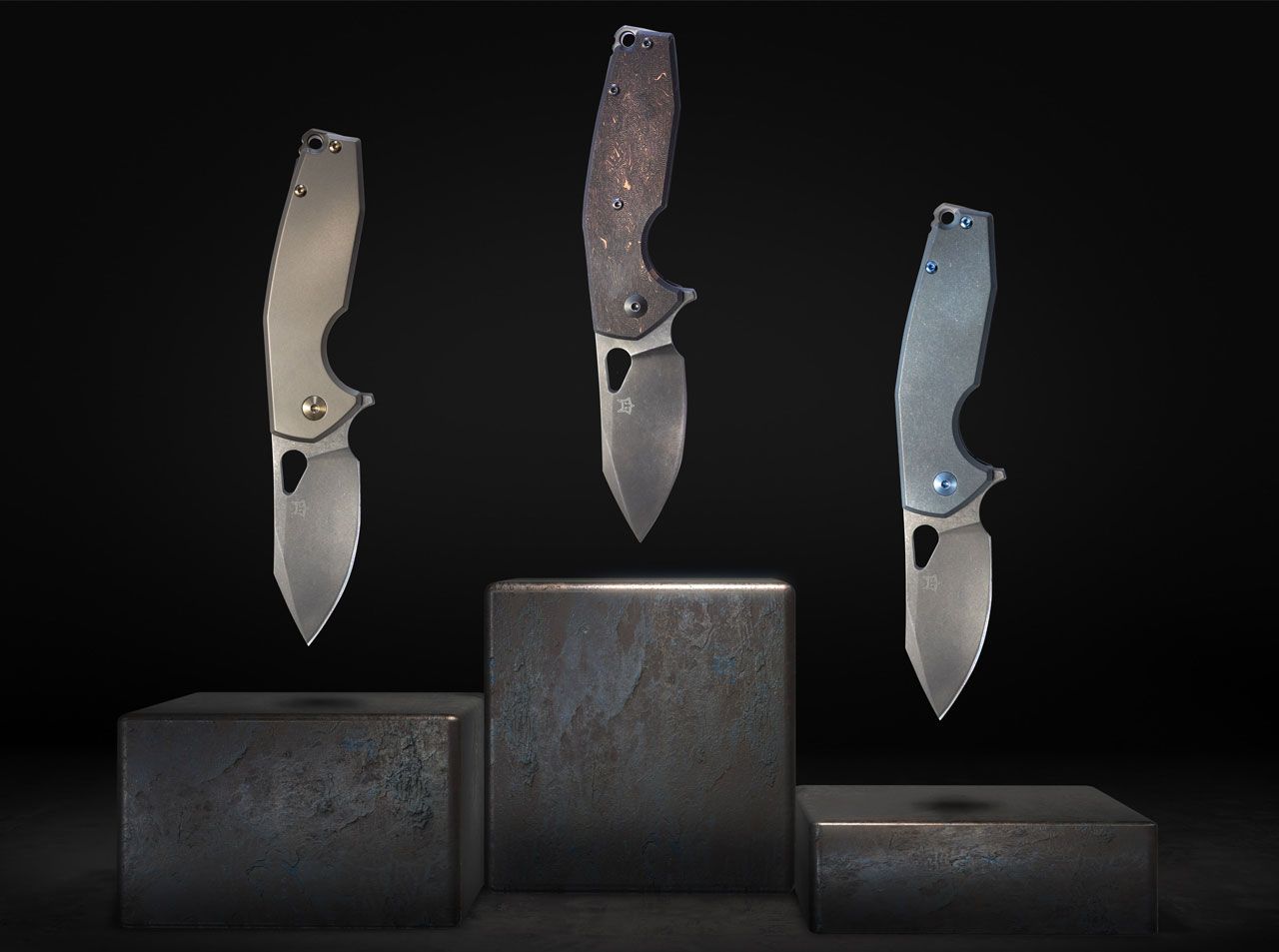 Fox Yaru 2.76" CPM S90V Acid Stonewashed Blue Titanium Folding Knife FX-527 TI