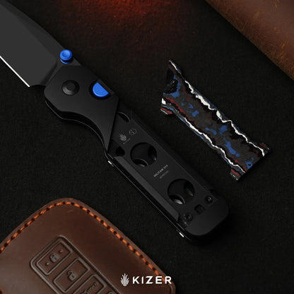 Kizer Militaw 315 KwikSwap 3.1" M390 DLC Ultra Aluminium Fatcarbon Nebula Folding Knife Ki3634.31BDA1