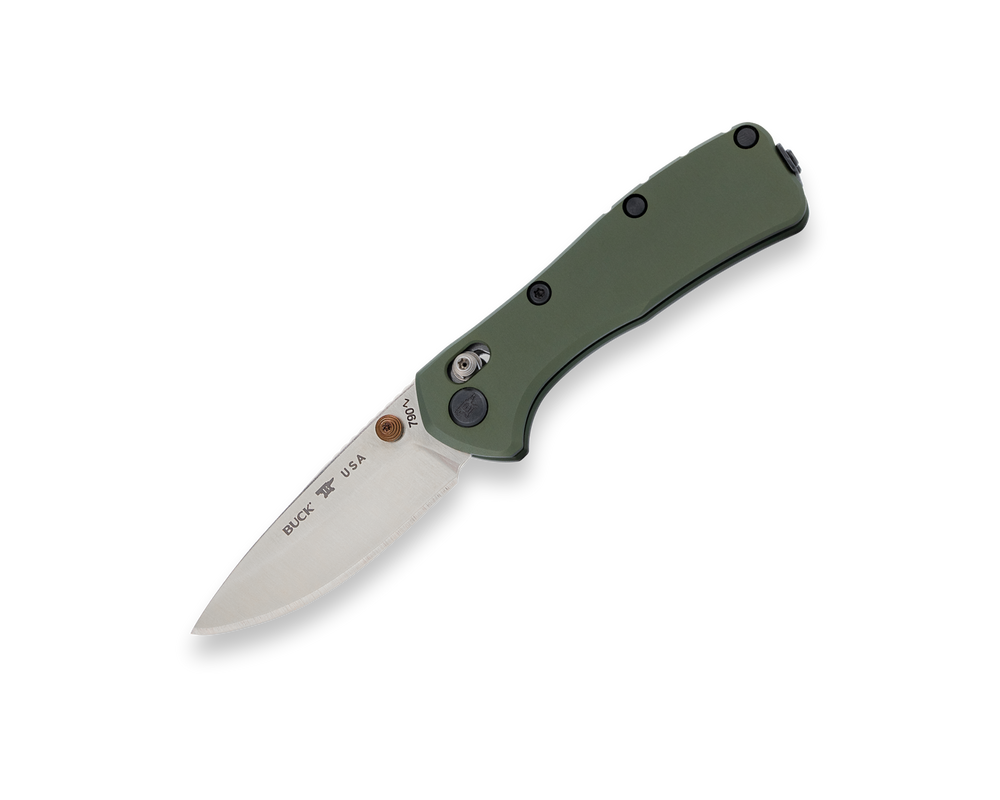 Buck 790 Mini Range Elite 2.625" Magnacut Crossbar Lock Green Aluminium Folding Knife