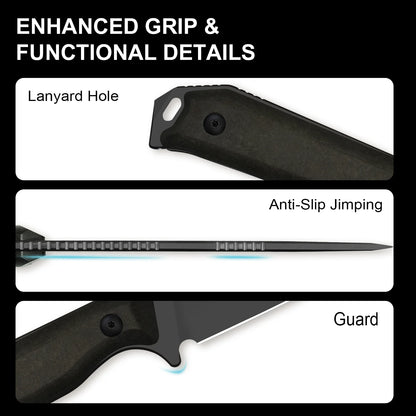 Kizer Begleiter Fix 3.74" 3V DLC-Ultra Chocolate Glacier Richlite Fixed Blade Knife 1045MT1