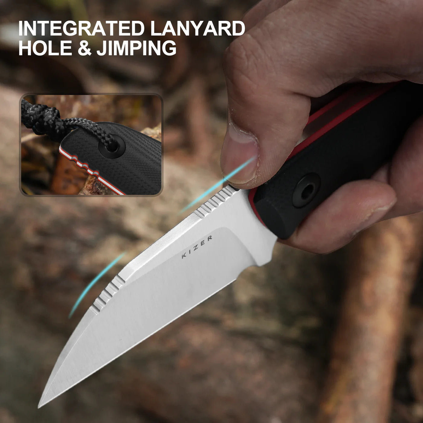 Kizer Snick 2.68" AEB-L Black/Red G10 Compact Fixed Blade Knife 1085A1