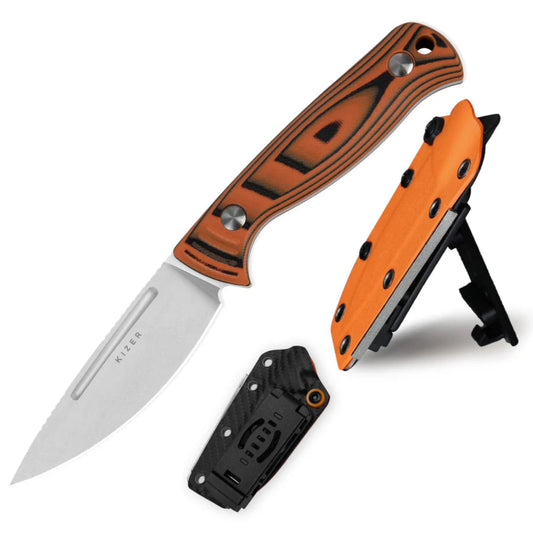 Kizer Evenki 2 3.49" AEB-L Orange Black G10 Fixed Blade Knife 1098A1