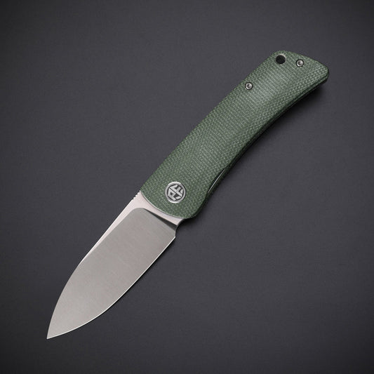 Petrified Fish Flavorist 3.15 Bohler K110 Green Canvas Micarta Folding Knife
