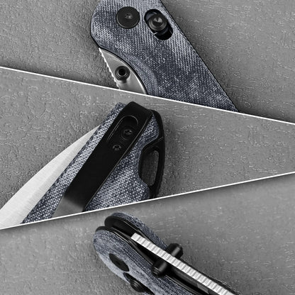 Kizer Assassin Clutch-Lock 2.99" Nitro-V Denim Micarta Folding Knife by Carlos Elstner V3549A2