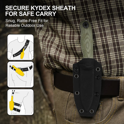 Kizer Drop Bear Fix 3 3.8" Sandvik 14C28N Green Micarta Fixed Blade Knife 1101A2