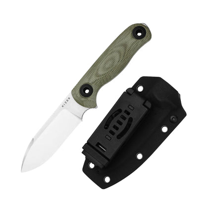 Kizer Drop Bear Fix 3 3.8" Sandvik 14C28N Green Micarta Fixed Blade Knife 1101A2