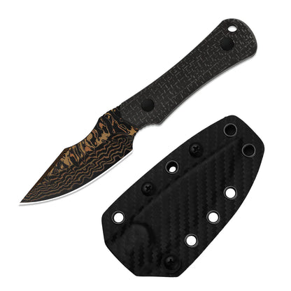 Kizer Bone 3.23" Copper Damascus Micarta Fixed Blade Knife by Maverick Customs 1122A2
