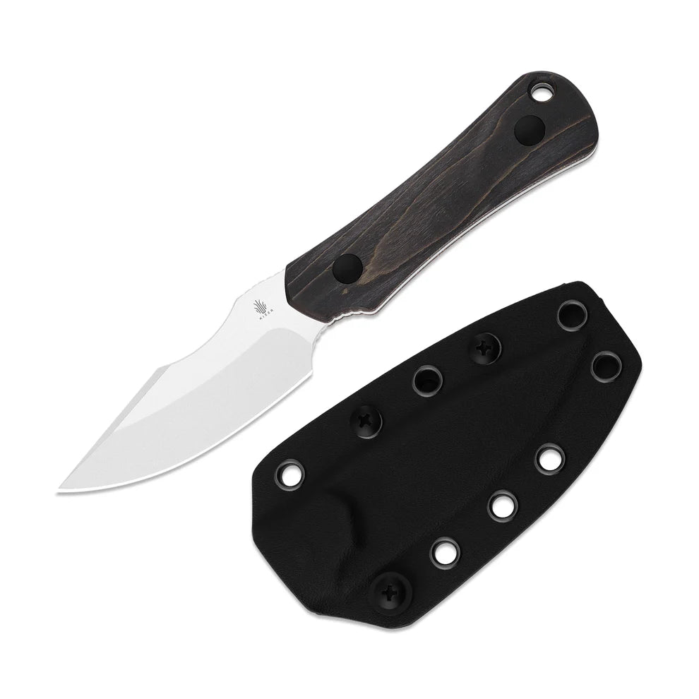Kizer Bone 3.23" AEB-L Stabilized Wood Fixed Blade Knife by Maverick Customs 1112A4