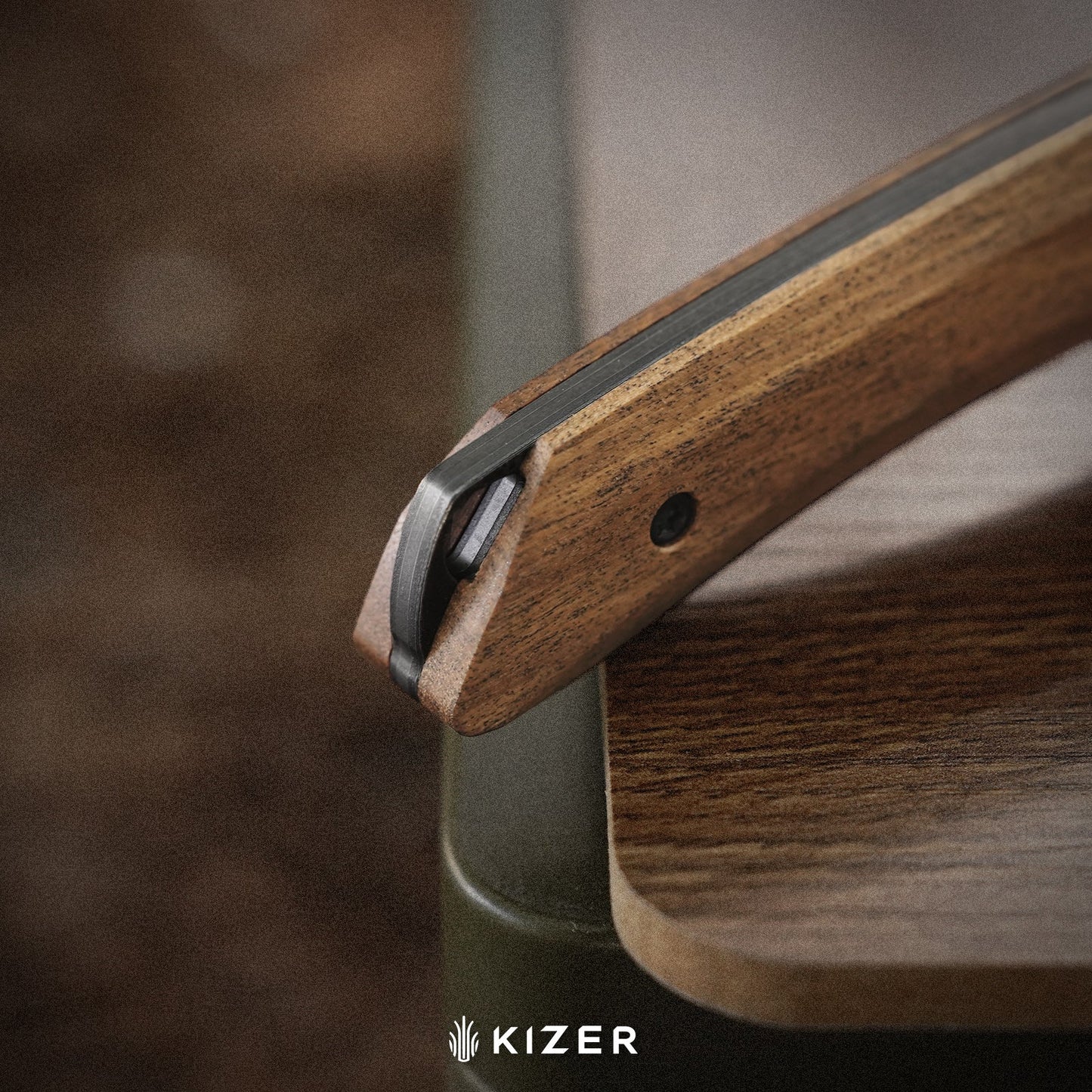 Kizer Momo Fix 3 3.2" Takefu VG-10 Damascus Mkuruti Wood G10 Fixed Blade Knife by Vladimir Legachev 1124A1