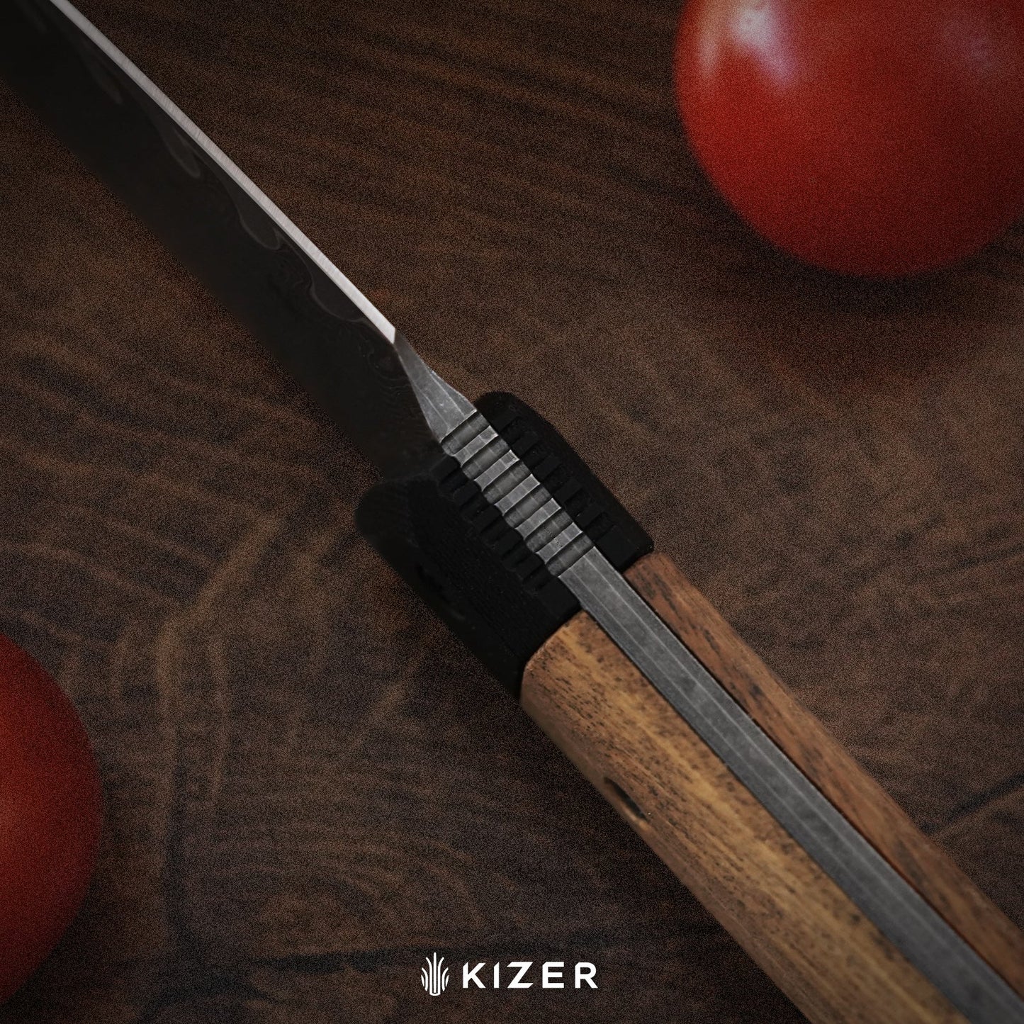 Kizer Momo Fix 3 3.2" Takefu VG-10 Damascus Mkuruti Wood G10 Fixed Blade Knife by Vladimir Legachev 1124A1
