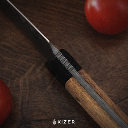 Kizer Momo Fix 3 3.2" Takefu VG-10 Damascus Mkuruti Wood G10 Fixed Blade Knife by Vladimir Legachev 1124A1