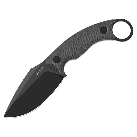 Kizer Cabox II 3.59" AEB-L Black PVD Micarta Fixed Blade Knife 1128A1
