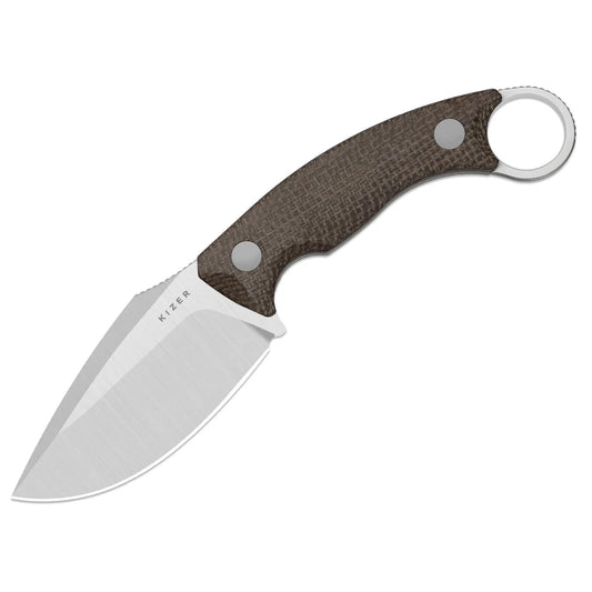 Kizer Cabox II 3.59" AEB-L Satin Brown Micarta Fixed Blade Knife 1128A2