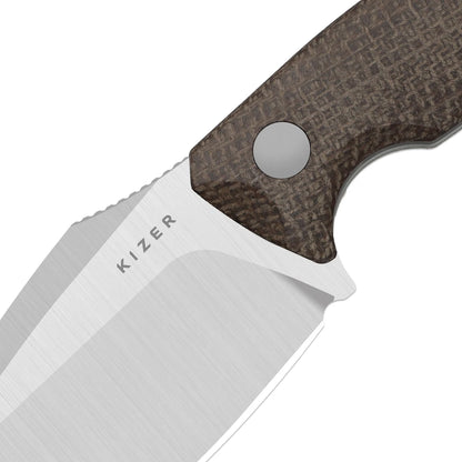 Kizer Cabox II 3.59" AEB-L Satin Brown Micarta Fixed Blade Knife 1128A2