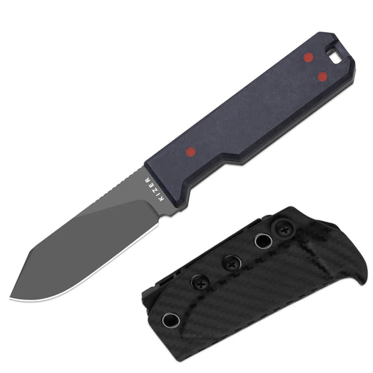 Kizer Abrams 3.12" CPM 3V Richlite Carbon Waves Fixed Blade Knife by Jordan Scolman 1133A1