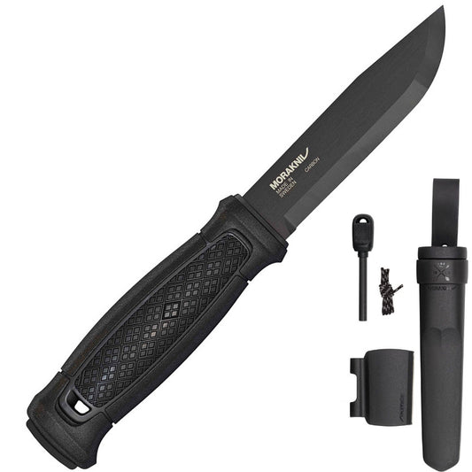 Morakniv Garberg 4.3" DLC Carbon Fixed Blade Knife with Survival Kit 13915