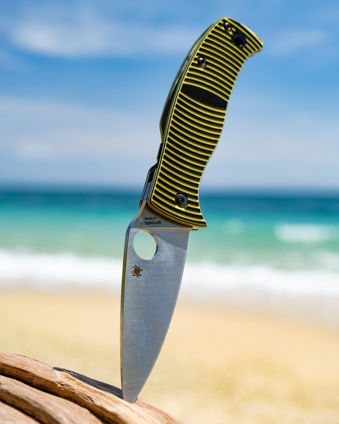 Spyderco Caribbean 3.7" Rustproof LC200N Leaf G10 Folding Knife C217GP