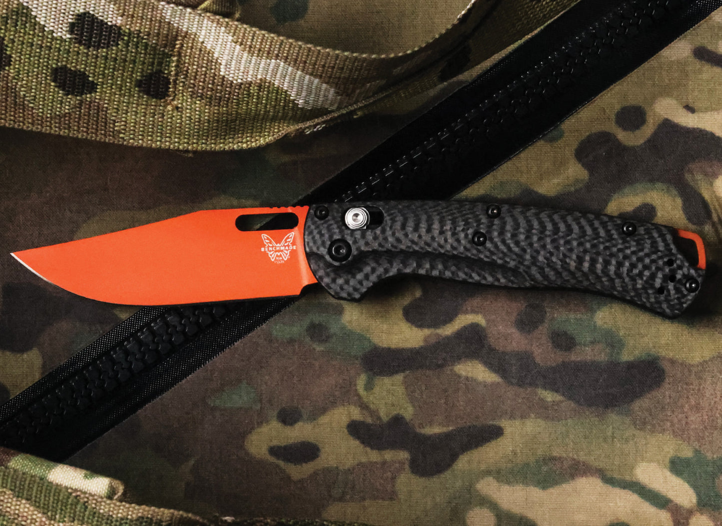 Benchmade 15535OR-01 Taggedout 3.5" CPM-MagnaCut Orange Cerakote Folding Knife with Carbon Fiber Handles