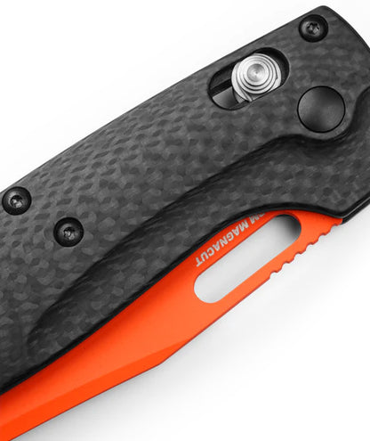 Benchmade 15535OR-01 Taggedout 3.5" CPM-MagnaCut Orange Cerakote Folding Knife with Carbon Fiber Handles