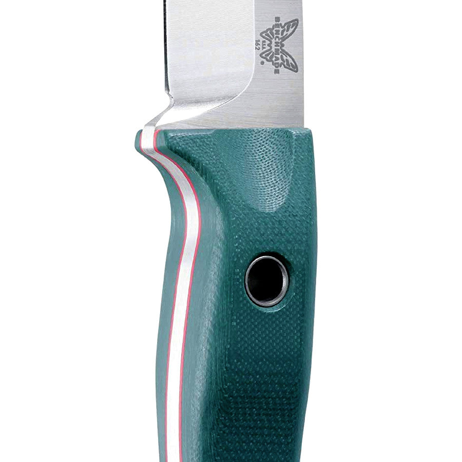 Benchmade 162 Sibert Bushcrafter 4.4" CPM-S30V Fixed Blade Knife with Green G10 Handles and Leather Sheath