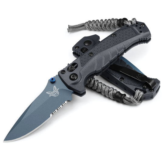 Benchmade 18065SBT-01 Mini Adira Serrated 3.21" CPM-Magnacut Cerakote Blue Tempest Gray Folding Knife