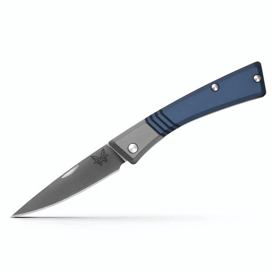 Benchmade 315 Successor 2.56" M390 Slip Joint Folding Knife with Ash Gray/Crater Blue Aluminium Handle