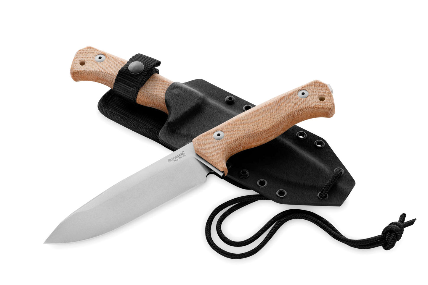 LionSteel T6 3V CVN 5.83" CPM 3V Natural Canvas Micarta Fixed Blade Knife with Kydex Sheath
