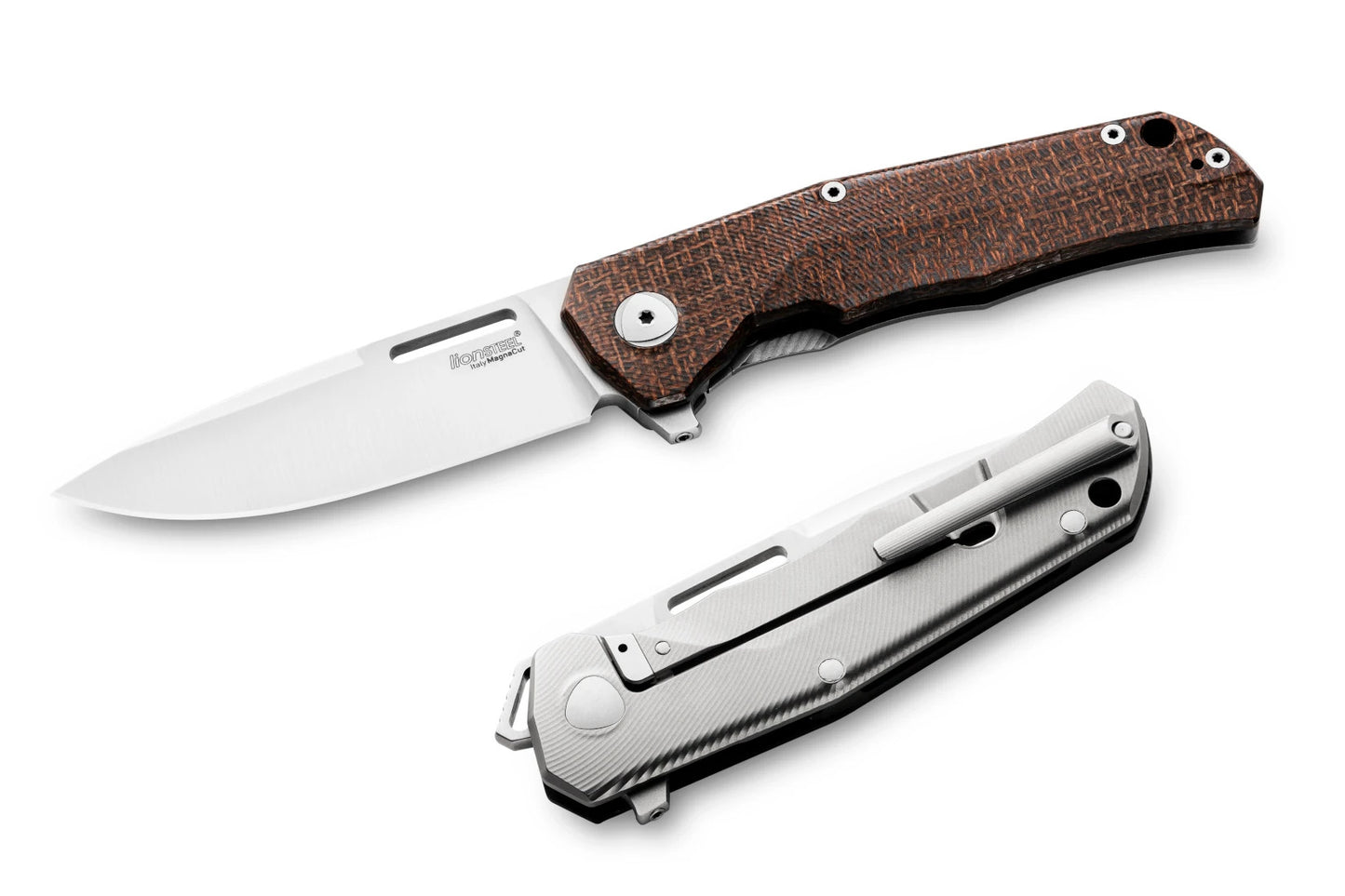 LionSteel Q4ttro 3.15" Magnacut Burlap Micarta Titanium Folding Knife Q4 BGR
