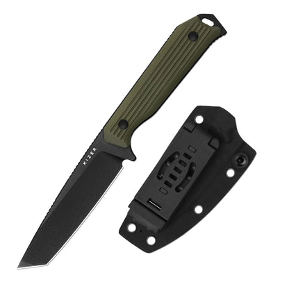 Kizer Begleiter Fix 3.74" AEB-L Green G10 Fixed Blade Knife 1045MT2