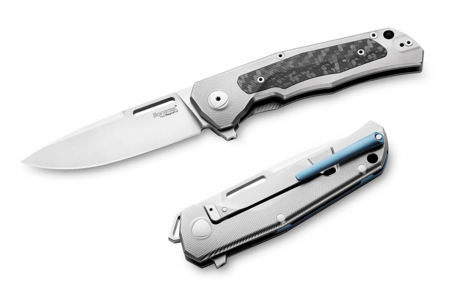 LionSteel Q4ttro 3.15" Magnacut Grey Titanium Carbon Fiber Folding Knife Q4 GY