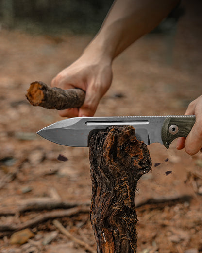 Kizer Drop Bear Fix 7 6.51" AEB-L Green Micarta Fixed Blade Knife 1103A1