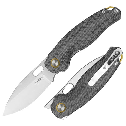 Kizer Seagull 2.9" 14C28N Gray Micarta Folding Knife V3770A1